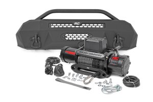 Toyota Tacoma Front Bumper - Rough Country - Hybrid | 9500-Lb Pro Series Winch | Synthetic Rope - '16-'23
